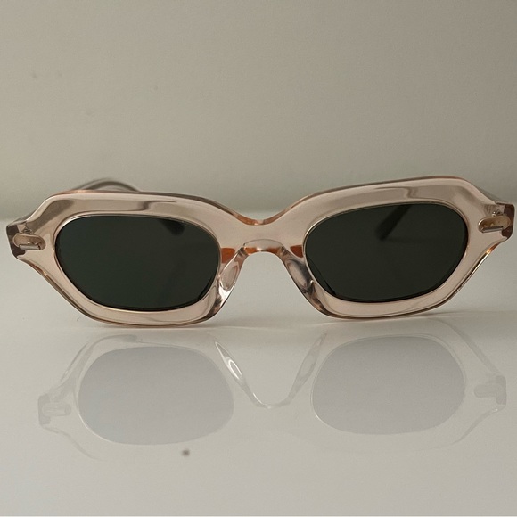 The Row Oliver Peoples La Cc Pink Silk Oval Sunglasses main image 13